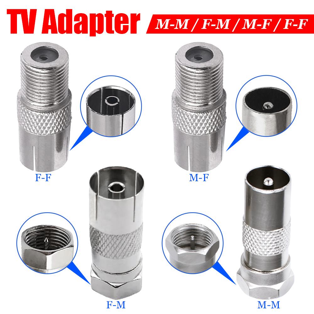 5Pcs F To TV Male/Female Plug Jack Striaght RF Adapter Connector Coaxial Wire Terminal Nickel-plated For TV Antenna Extension