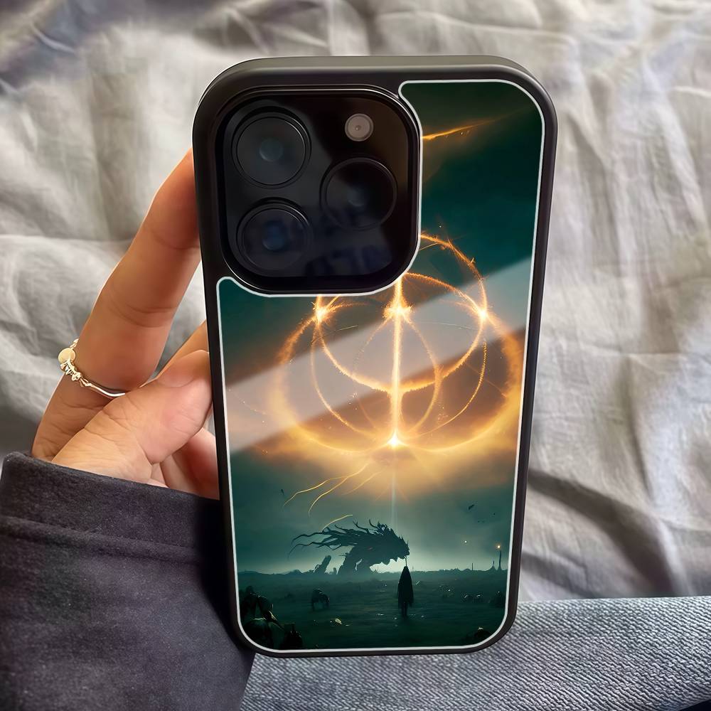 

E-Elden R-Ring Phone Case Black Hard Plastic Phone Case For Iphone 17 Air 16 15 14 13 12 11 Pro Max PC TPU Ins Case iPhone 16