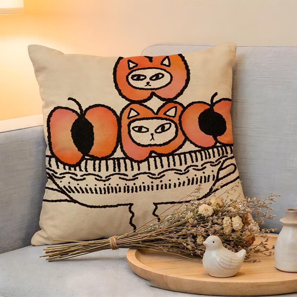 Cushion Cover Linen SkinFriendly Soft Decorative Case for Sofa Home Decor Vantage Abstract Anime Cute Pet Cat Dog Pillow Cover