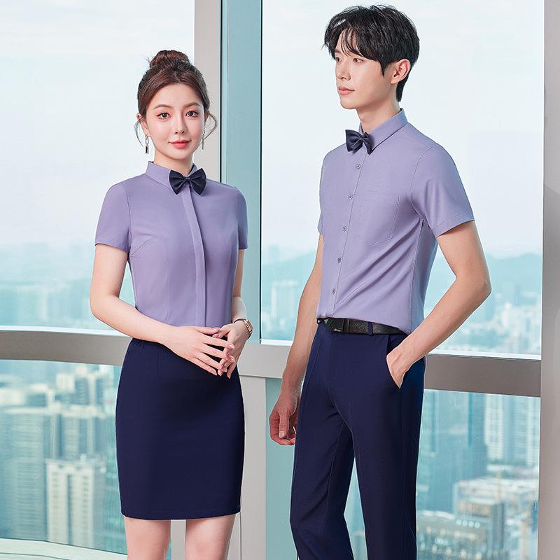 Unisex Long Sleeve Workwear Uniform for Hotel and Bank Employees - Spring/Fall Style Shirt Set