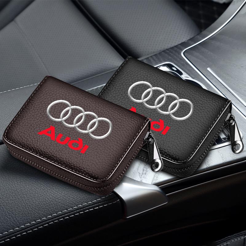 Leather Car Driver's License ID Card Bank Card Wallet Car Styling For Audi TT Q3 Q5 Q7 Q8 B5 B6 B7 B8 B9 Q7 8P 8V 8L A3 A4 A5 A6 A7 A8 8L R8