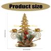 F26C Gold Iron Double Candlestick Home Decors for Holiday Christmas Metal Candle Holders Stand with Pinecones and Berries
