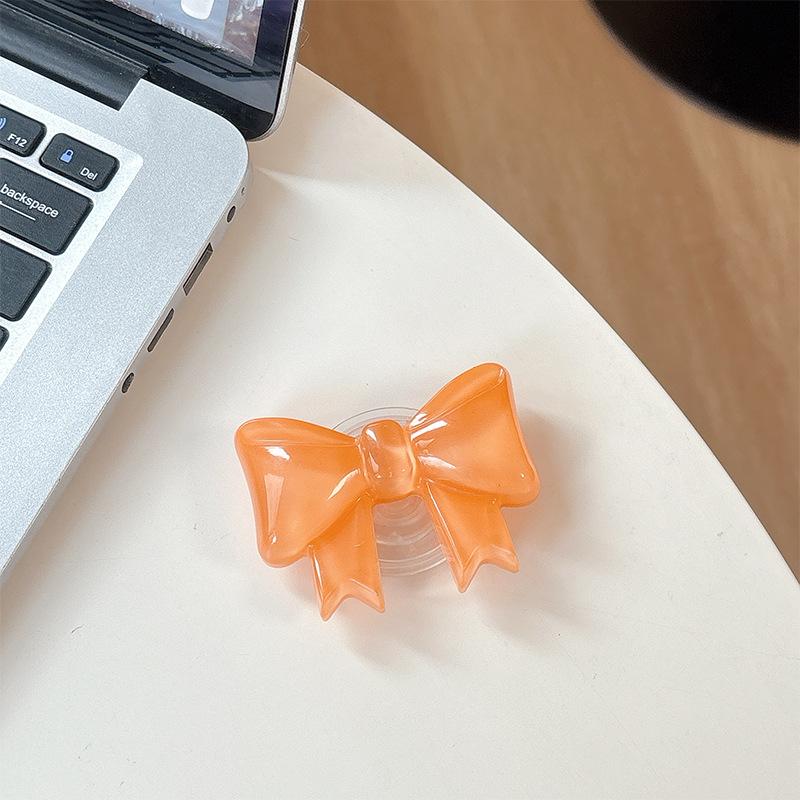Solid Color Bow Mobile Phone Airbag Bracket Paste Retractable Ring Girl Desktop Drama Support