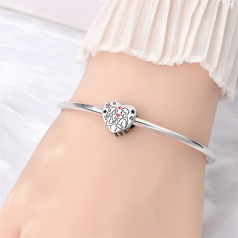 Kupferanhänger „Liebesgeständnis“ mit Paarumarmungen und Küssen, passend für originale Charm-Armbänder, DIY-Schmuckgeschenk für Frauen