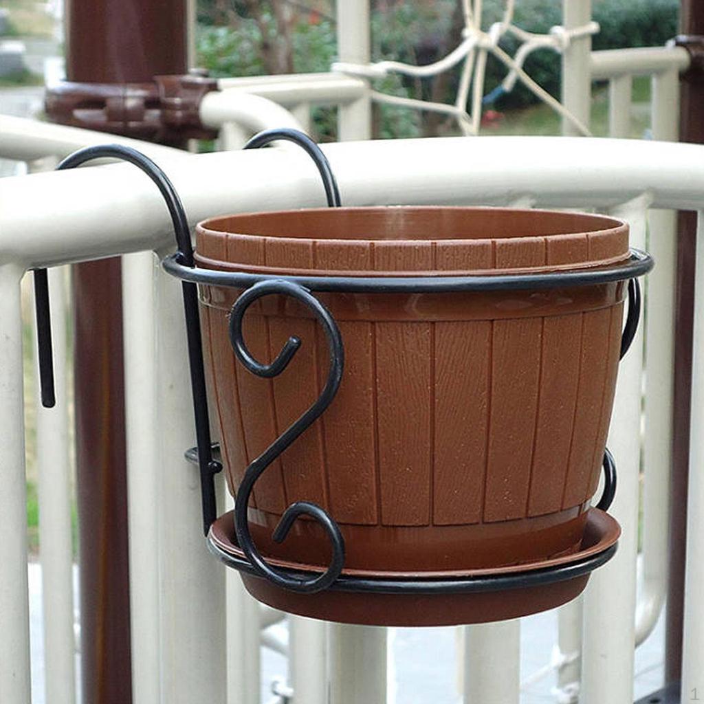 Hanging Planters Basket Over The Rail Flower Pot Holder Multipurpose Metal Plant