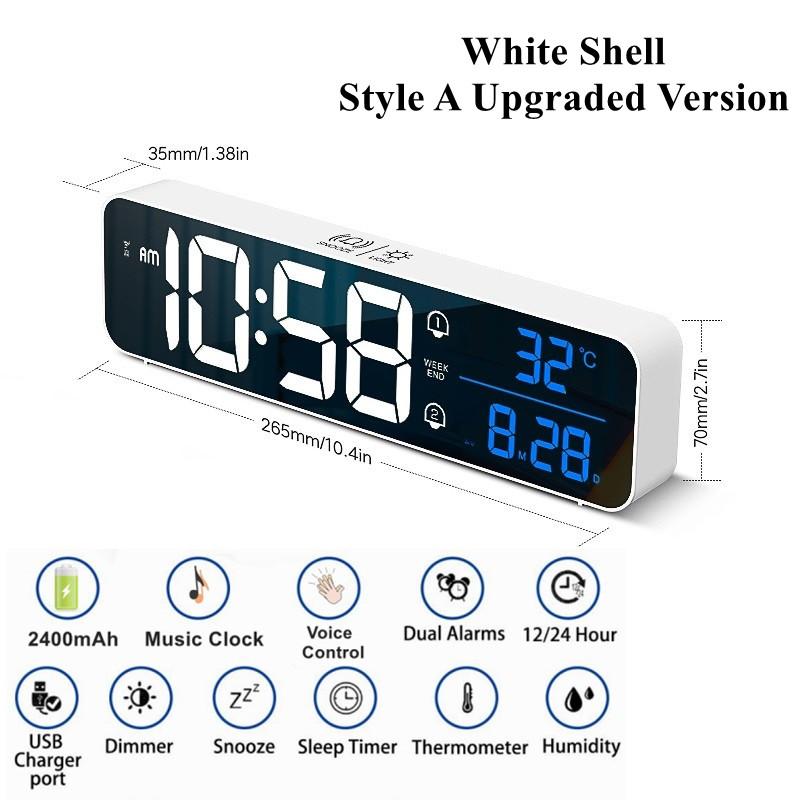 Smart LED Clock Bedside Digital Alarm Clocks Desktop Table Electronic Desk Watch Snooze Desk Clock Wake Up Alarm Clock Digital