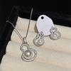 Silver needle zircon pearl gourd earrings necklace set stud earrings personalized design jewelry women