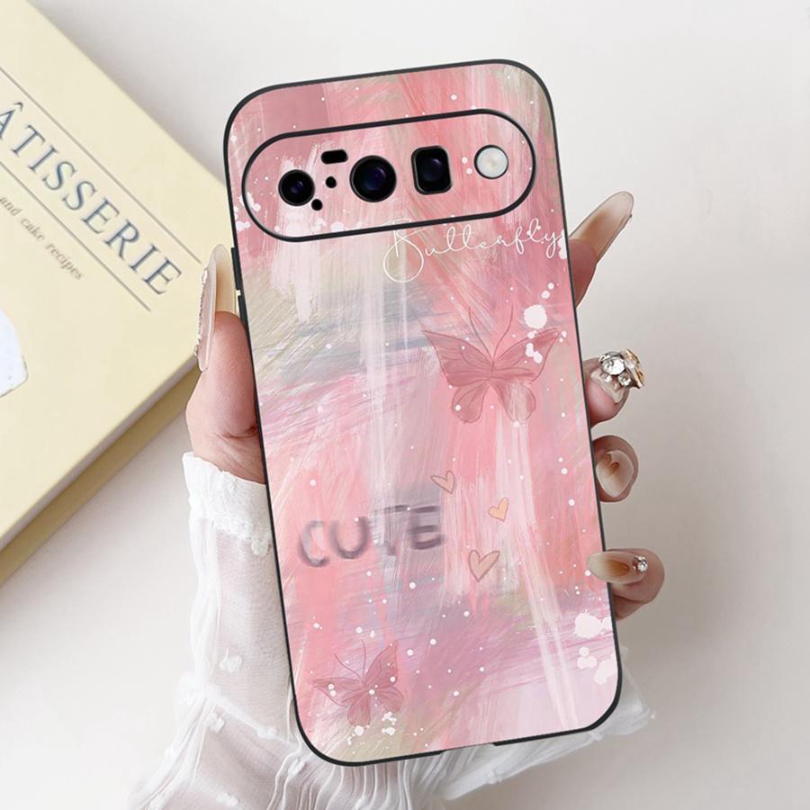 Neues Design 2025 Muster Hülle für Google Pixel 10 Pro XL Capa Weiches Silikon Schwarz Lackiert Vollabdeckung für Google Pixel10 Pro Funda