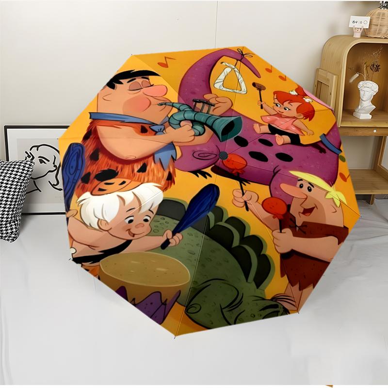 Flintstones Fashionable Automatic Opening/Closing Folding Umbrella. Portable and Foldable, Ideal for Gift, Travel, and Daily Use.