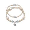 Imitation Shell Double-Layer Anklet, Boho Style Starfish Pendant Anklet, European and American Beach Vacation Accessory