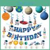 Theme Party Paper Decorations Astronaut Spiral Hangings, Birthday Flags, Cake Toppers