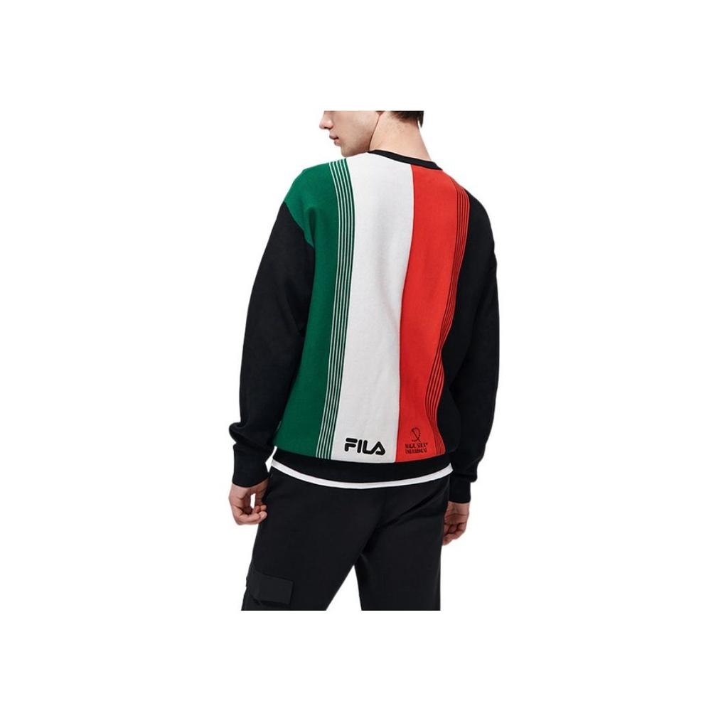 Fila Color Block Letter Print Pullover Long Sleeve Sweatshirt Men Sweatshirt Black F11M319401F-BK