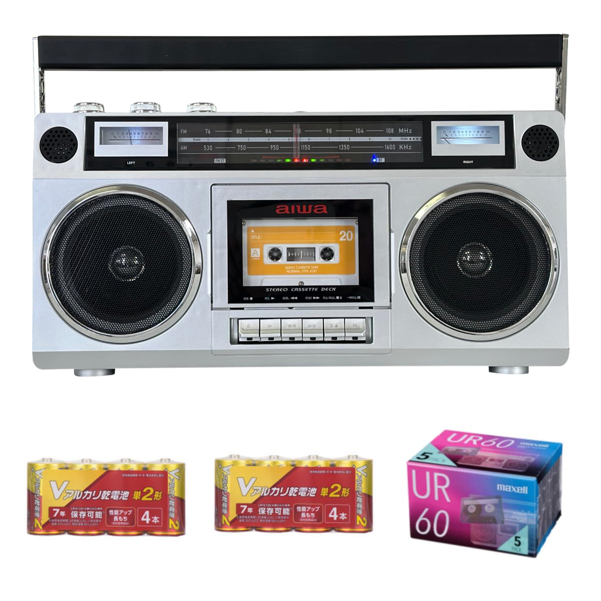 

Aiwa radio cassette player audio RCP1 Silver 4 AA batteries x 2 pieces 5 cassette tapes set -G GAA4-RCP0001 срібний
