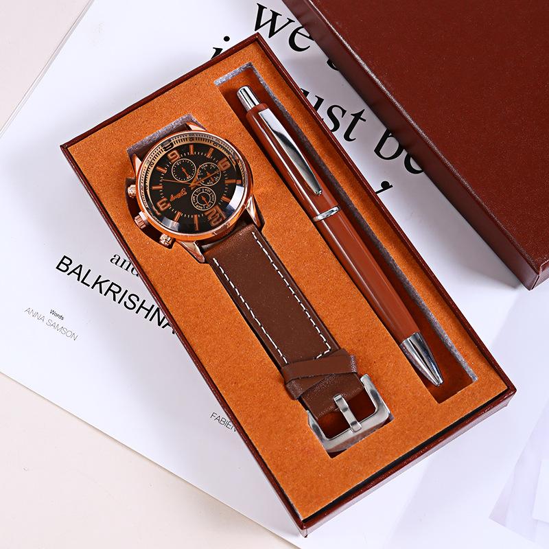Set de Regalo para Hombre, Cartera + Reloj + Caja para Cinturón, Regalo de San Valentín Día del Padre para Novio Amigo