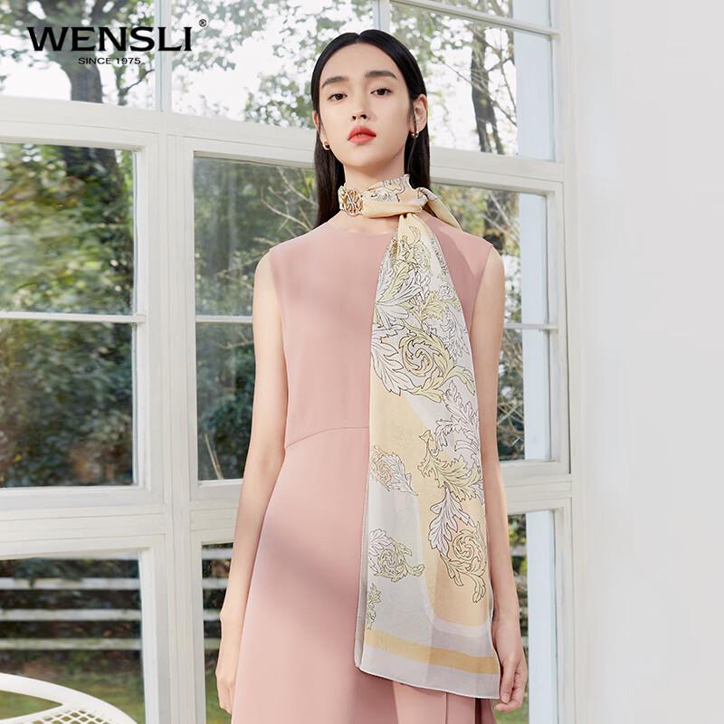 WENSLI Floral Mulberry Silk Chiffon Scarf
