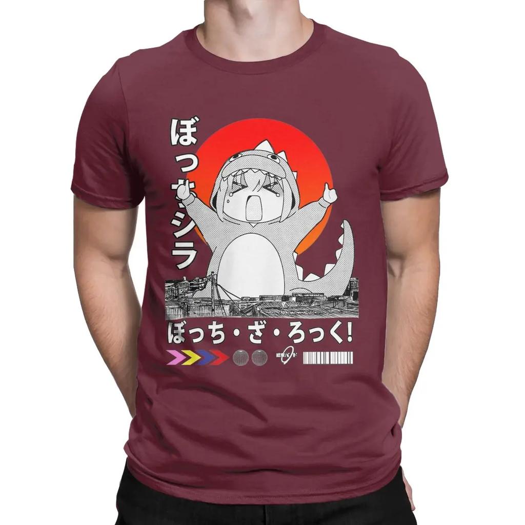 Men T-Shirts Kawaii Bocchi Kaiju Vintage Pure Cotton Tees Short Sleeve BOCCHI THE ROCK T Shirt Crewneck Tops Summer