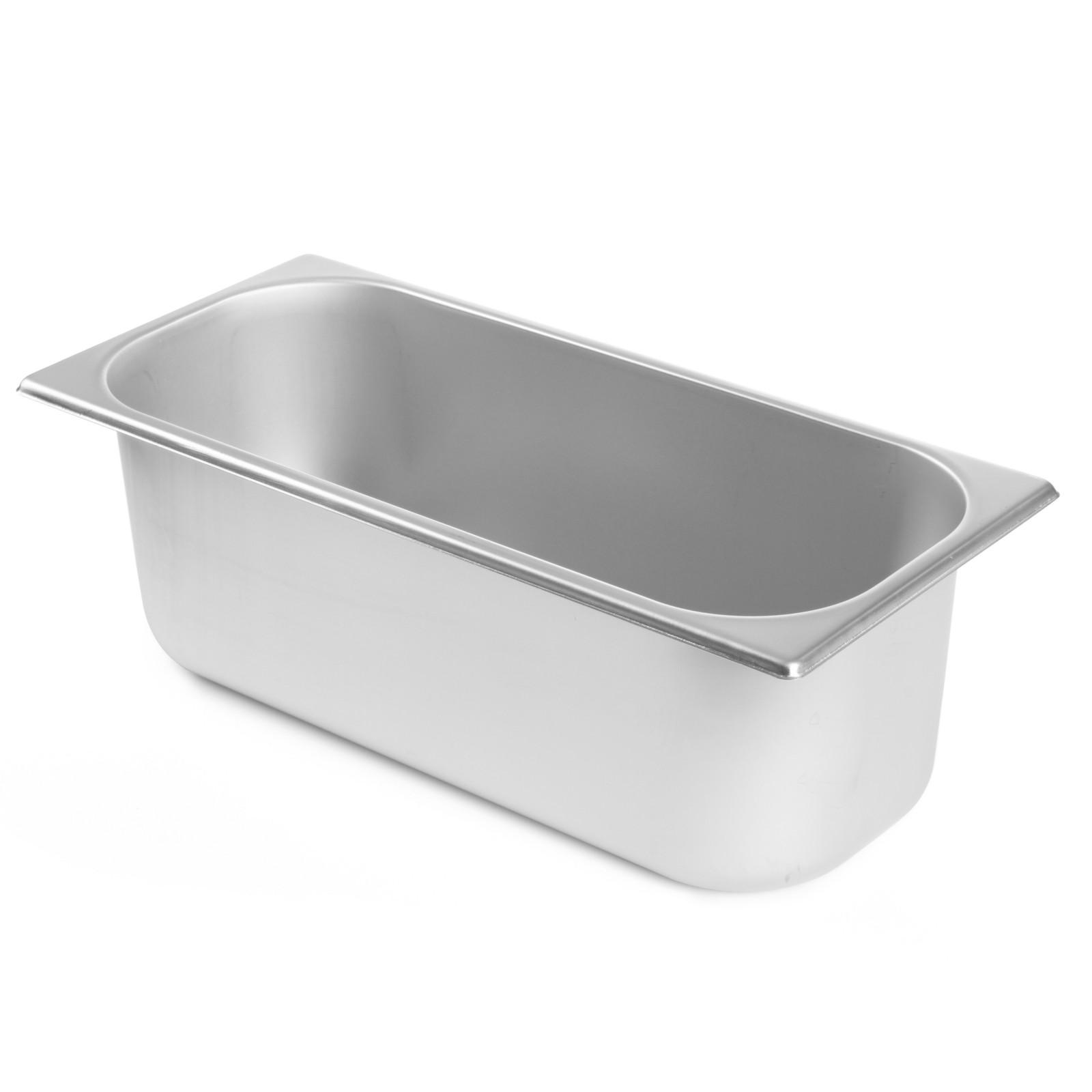 Professionelle Eiscremeform aus Edelstahl, 360 x 165 x 120 mm, Fassungsvermögen 5 l, Hendi 807019