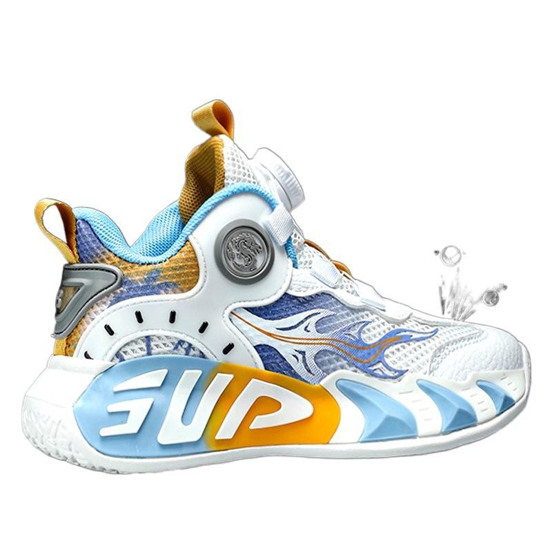 Boys' sports shoes summer mesh breathable 2025 new children's shoes medium and older boys running basketball net shoes