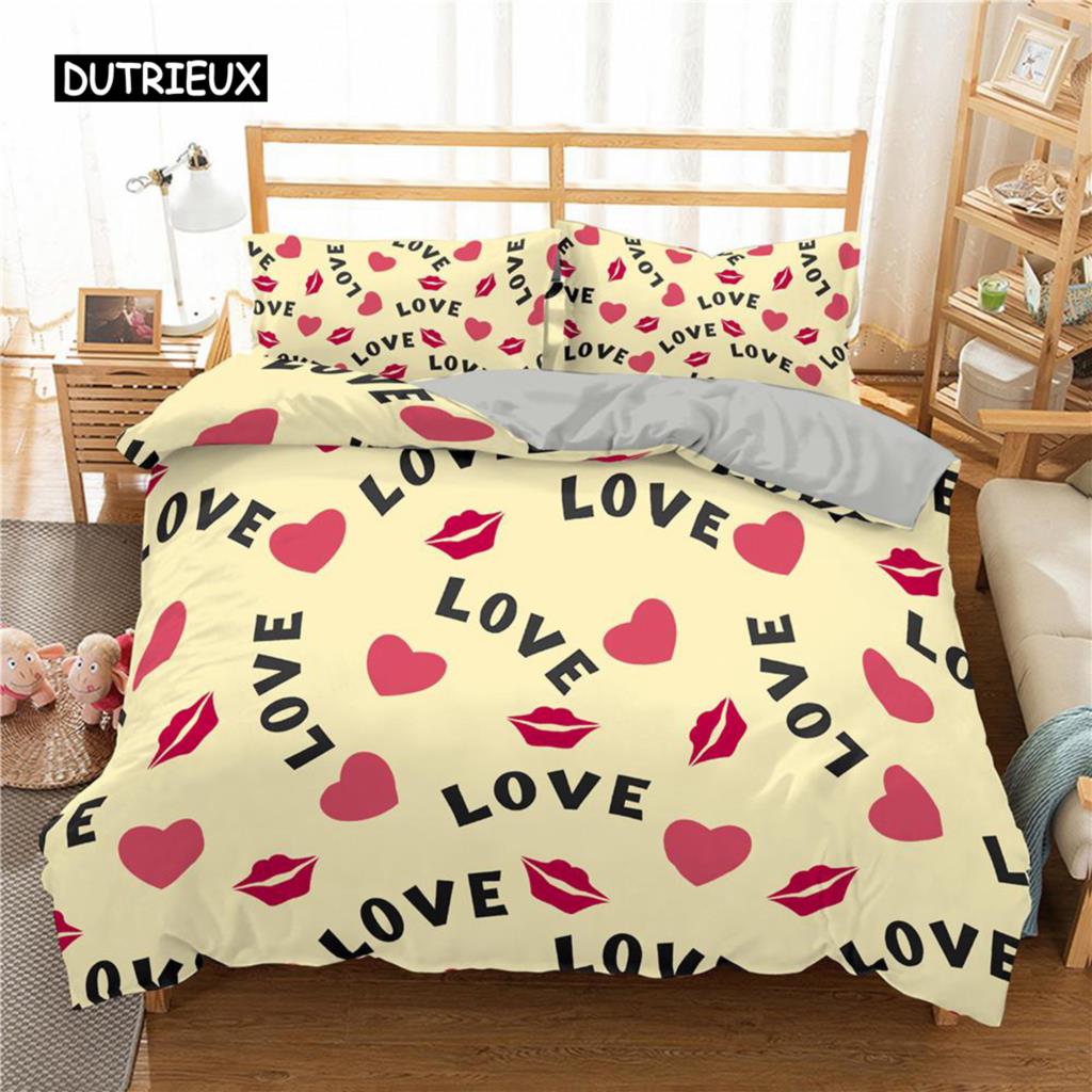 Love Heart Duvet Cover Set King Size Black Red Heart Spot Twin Quilt Cover Arrow of Love Polyester Bedding Set for Teens Couples