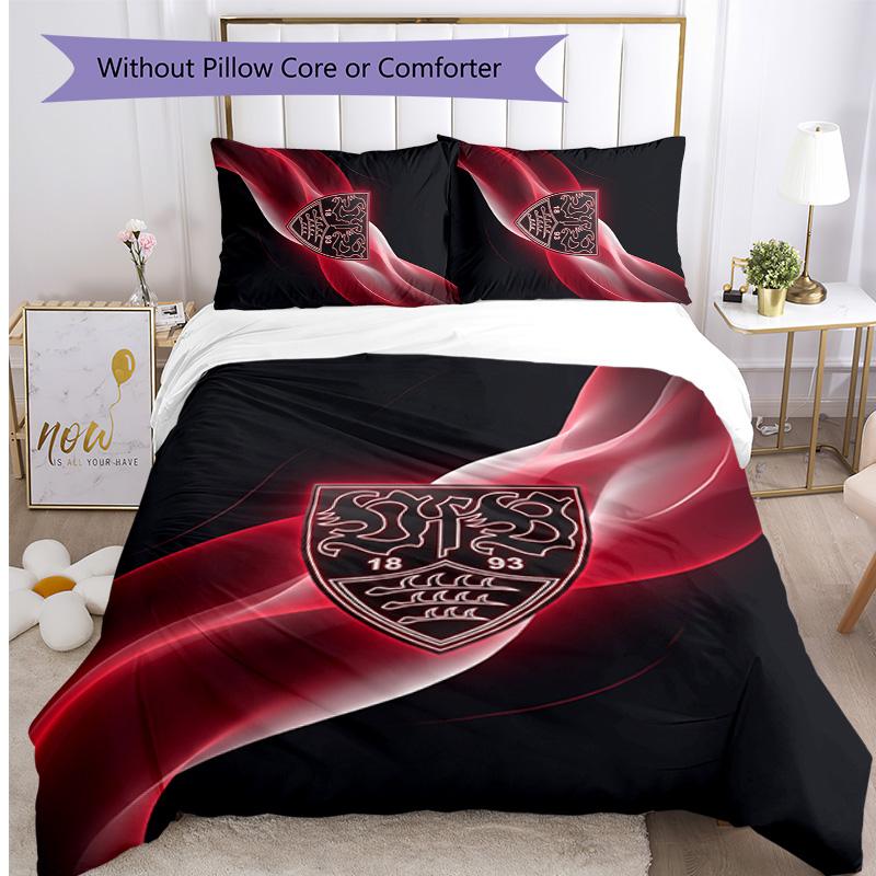 Set Lenzuola Stampato Calcio VfB Stuttgart 3 Pezzi, Comodo Set Copripiumino per Camera da Letto Amico della Pelle