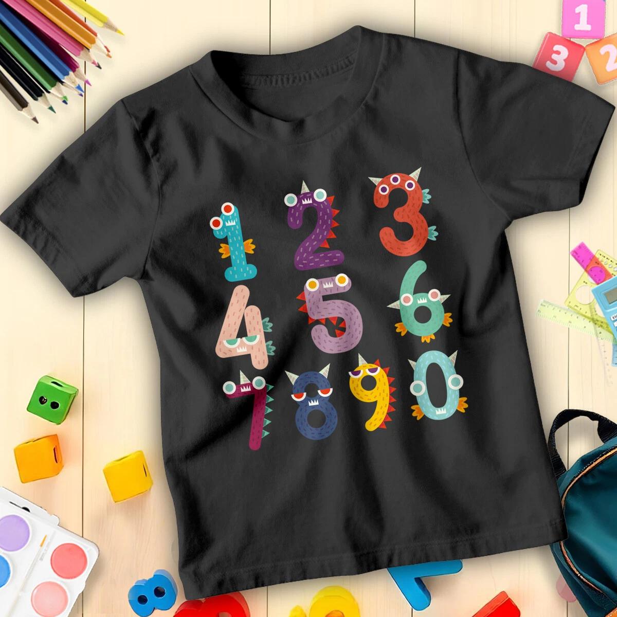 Boys and Girls Monster Number Day Maths Day Ideas T-Shirt Tee for Kids #ND 130