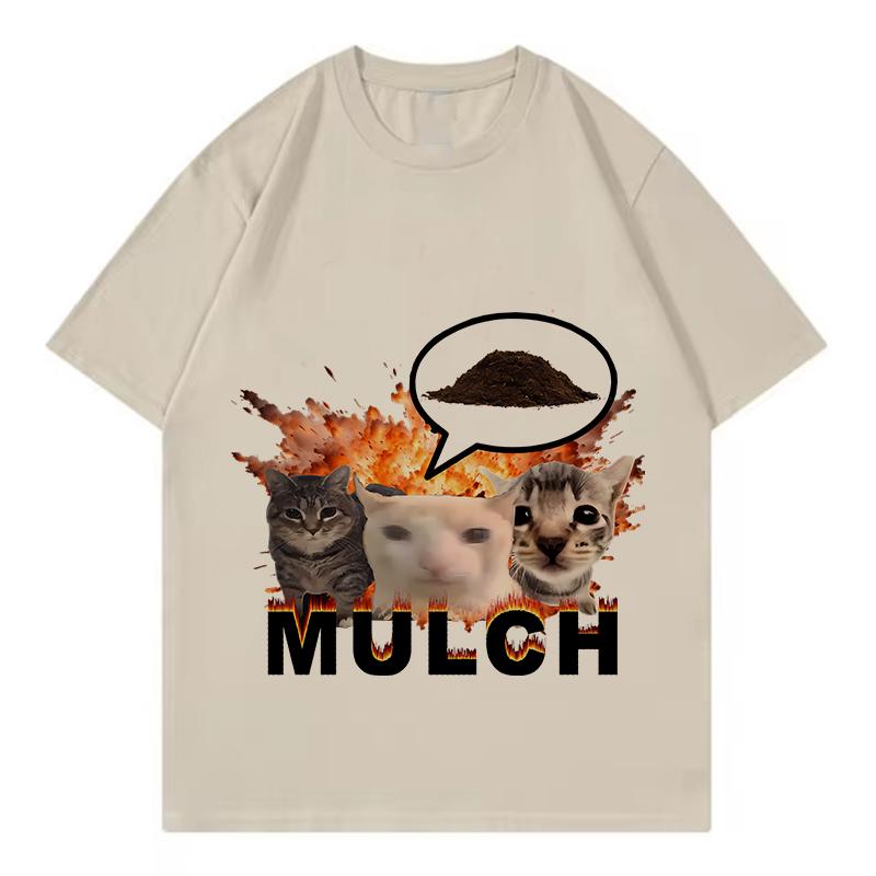 

Mulch Funny Cat Meme Classic TShirt Unisex Women Cotton T Shirt Clothing Summer Short Sleeve Oversized Tees Streetwear Unisex Tops 4XL