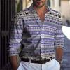 Camicia da Uomo con Collo a Revers e Bottoni Estate Design Casual Spiaggia Manica Lunga Comoda a Quadri Color Block Abbigliamento da Uomo Top