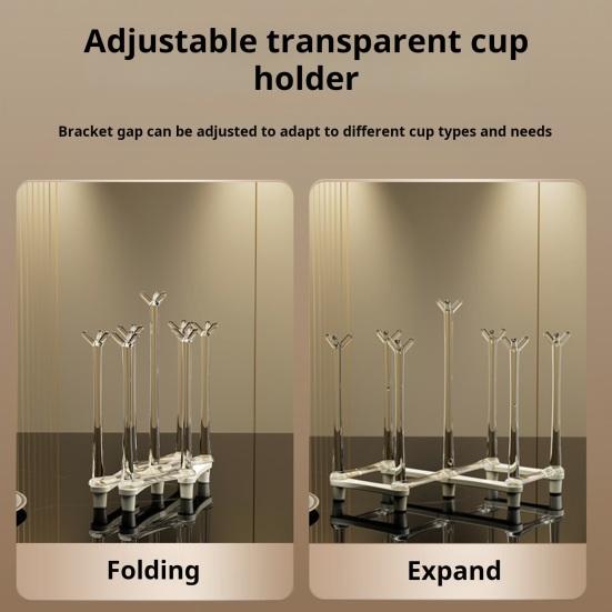 Retractable Cup Holder Rack Plastic Non-slip Bottom Mug Tree Stand for Draining