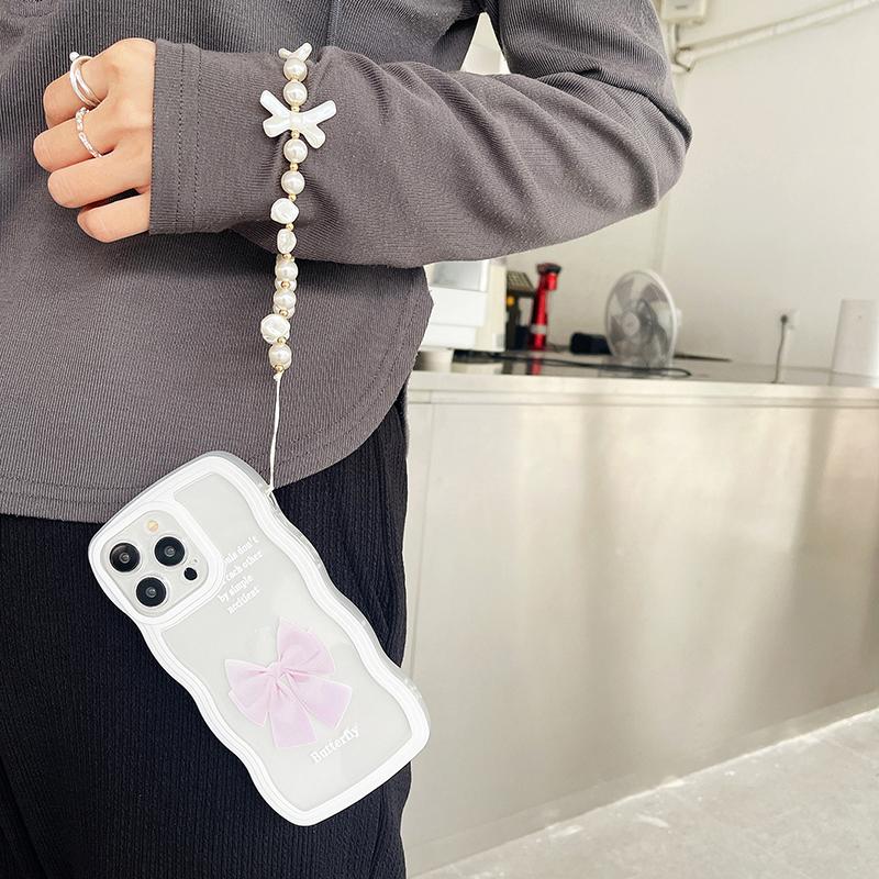 Pearl Love Mobile Phone Chain Beaded Mobile Phone Lanyard Short Strap
