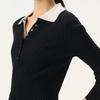 Women's Color-block Polo Neck Wool Sweater