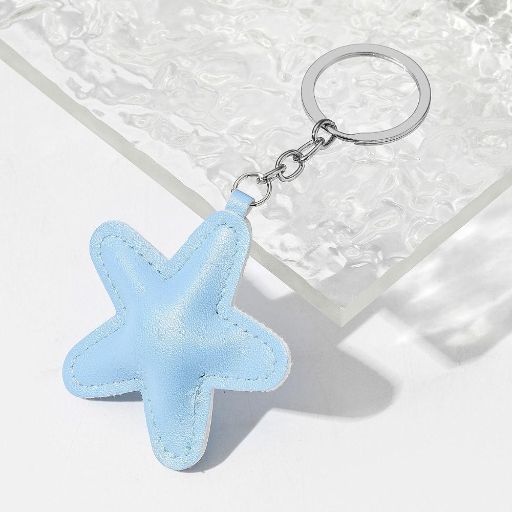 Fashion Leather Keyring Car Key Holder Colorful Pendant Classic Star Shape Keychain  Kids