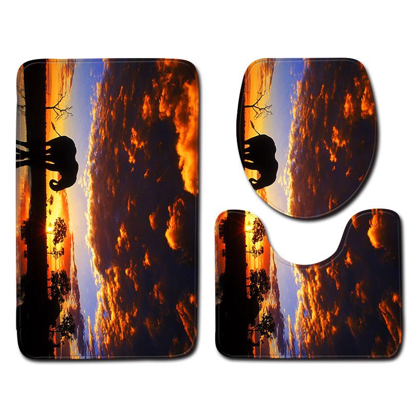 3D Elephant Bathroom Toilet Three-Piece Floor Mat Door Mat Bathroom Carpet
