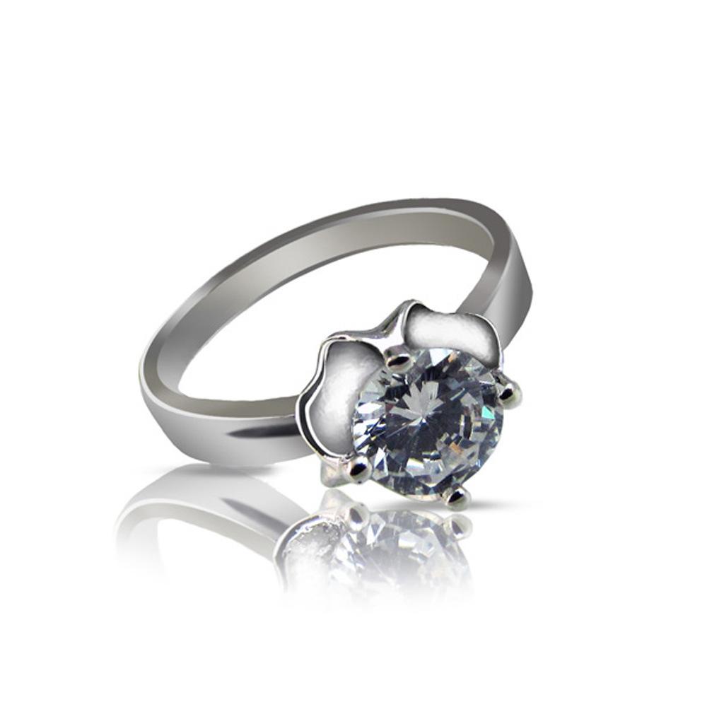 Crown Flower Ring Platinum Plated Single Zircon Female Finger Wedding Ring