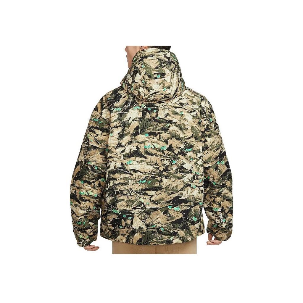 Nike Allover Pattern Hooded Zip-Up Loose Cotton Jacket Men jackets Olive HJ2488-297