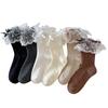 Girls' Spring and Autumn Socks with Lace Bows, Girls' Lolita Mid-calf Piles, Autumn and Winter Ballet-style Student Socks