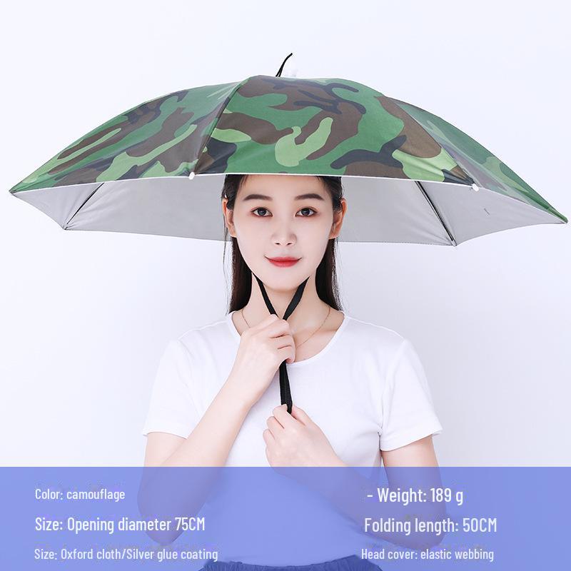 Large Folding Fishing Hat Umbrella for Adults & Kids – Unisex Outdoor Headwear with Prints