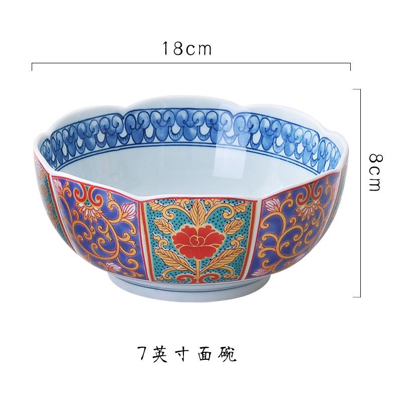 

Japanese Imari Style Ceramic Tableware Set with Ukiyo-e Lotus Bowl