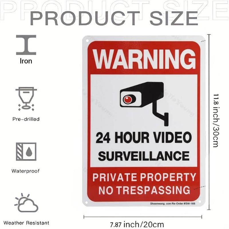 

Outdoor Private Property Sign with Trespassing Warning And Video Surveillance Notice Home And Business Entrance Decor 20x30cm（7.8x11.8inch）