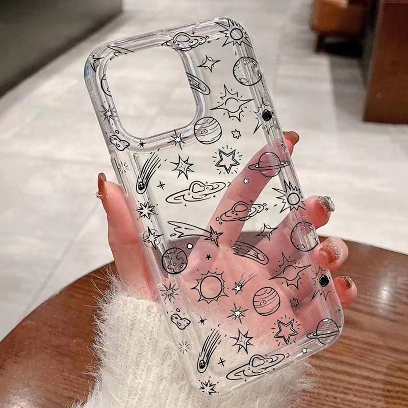 Silver star luxury design Phone case iPhone 15 Pro Max 11 12 13 16 14 Plus Silicone Shockproof Case Lens protector shell