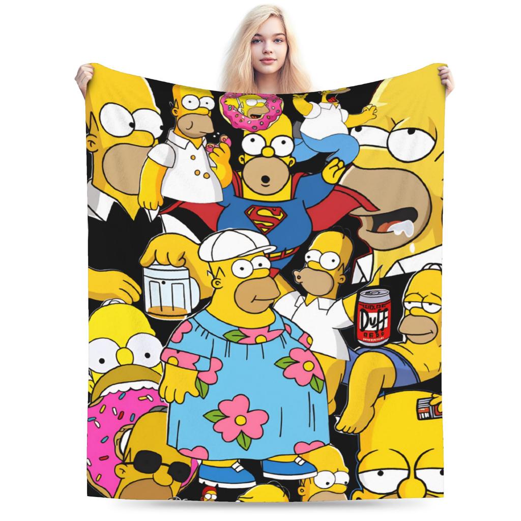 Funny S-Simpsons Cartoon Warm Cozy Blanket  Print Camping Bedding Throws Outdoor Flannel Bedspread Sofa Bed Cover