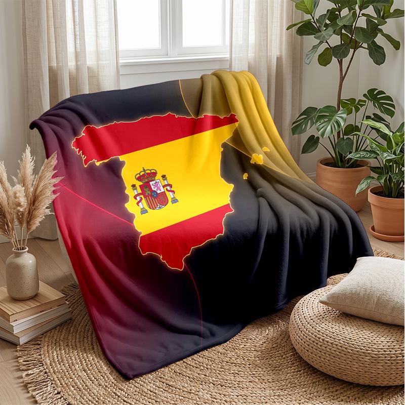 Spain football Printed Flannel Blanket Skin Friendly Warm Decorative Throw for Indoor Couch Bed Daily Use