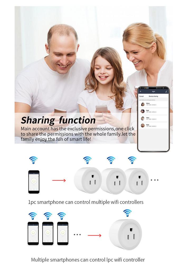 US Standard Smart WiFi Socket with Alexa Voice Control & Mobile App Timer