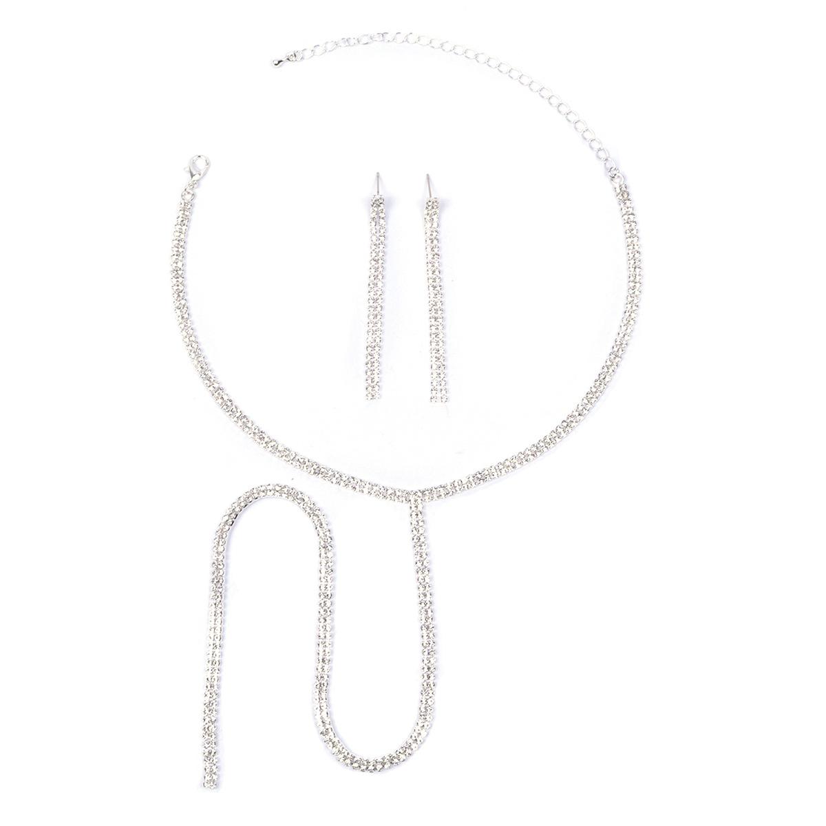 

Новый комплект украшений, преувеличенное ожерелье, изысканное ожерелье, преувеличенные серьги, комплект из двух частей, цепочка на шею, банкетные аксессуары для женщин 29CM серебряный