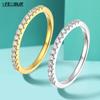 FEOBUR 1.5mm Full Moissanite Diamond Ring   Copperfor Women Stackable Engagement Rings Half Eternity Band Wedding