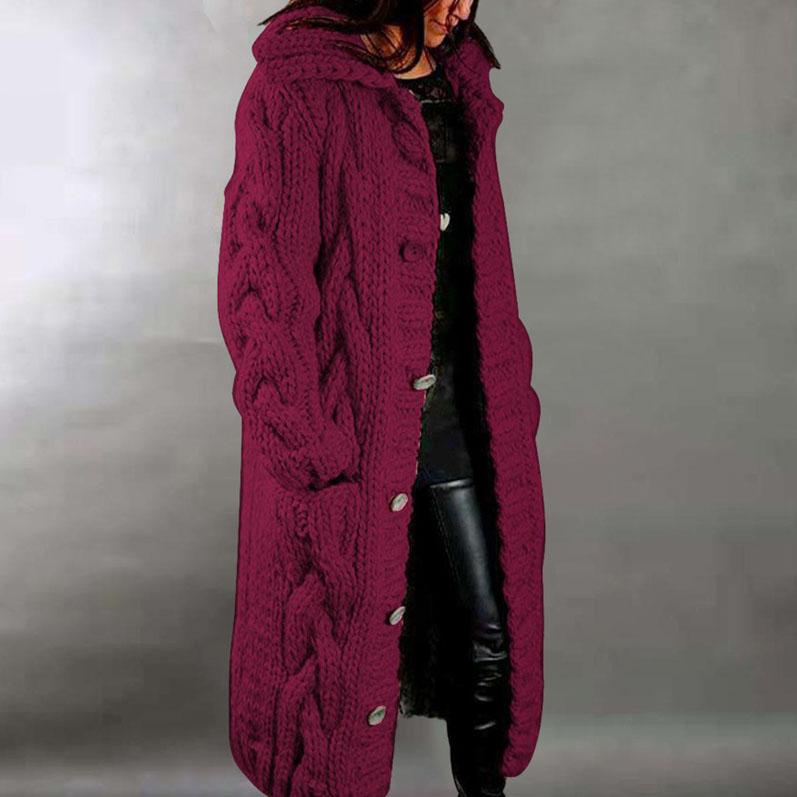 Pulovere Tricotate Largi pentru Femei Toamnă Iarnă Groase Mânecă Lungă Buzunar Nasturi Cardigan Lung Tricotat Paltoane
