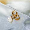 eManco 14K Gold Plated Freshwater Pearl Hoop Earrings for Women - Stainless Steel High-End Jewelry Accessories
