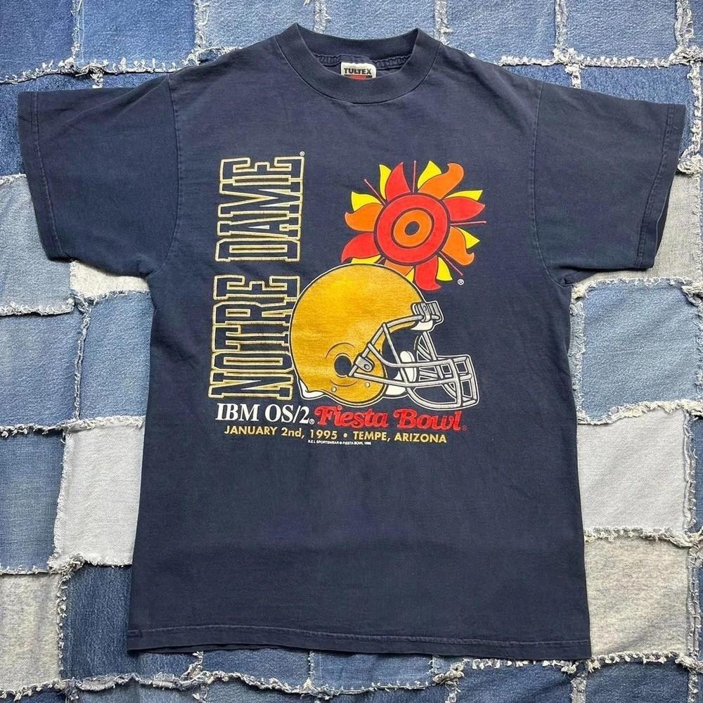 Винтажный стиль Notre Dame Fighting Irish Fiesta Bowl футболка с коротким рукавом Репринт Унисекс Футболка XXXL