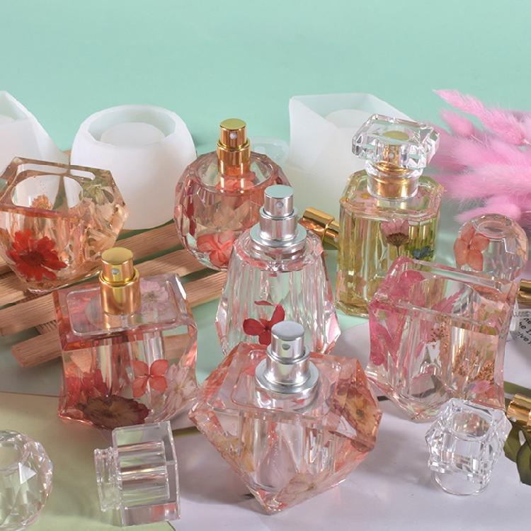 3 Pcs Perfume Bottle Silicone Resin Molds UV Resin Epoxy Silicone Casting Molds