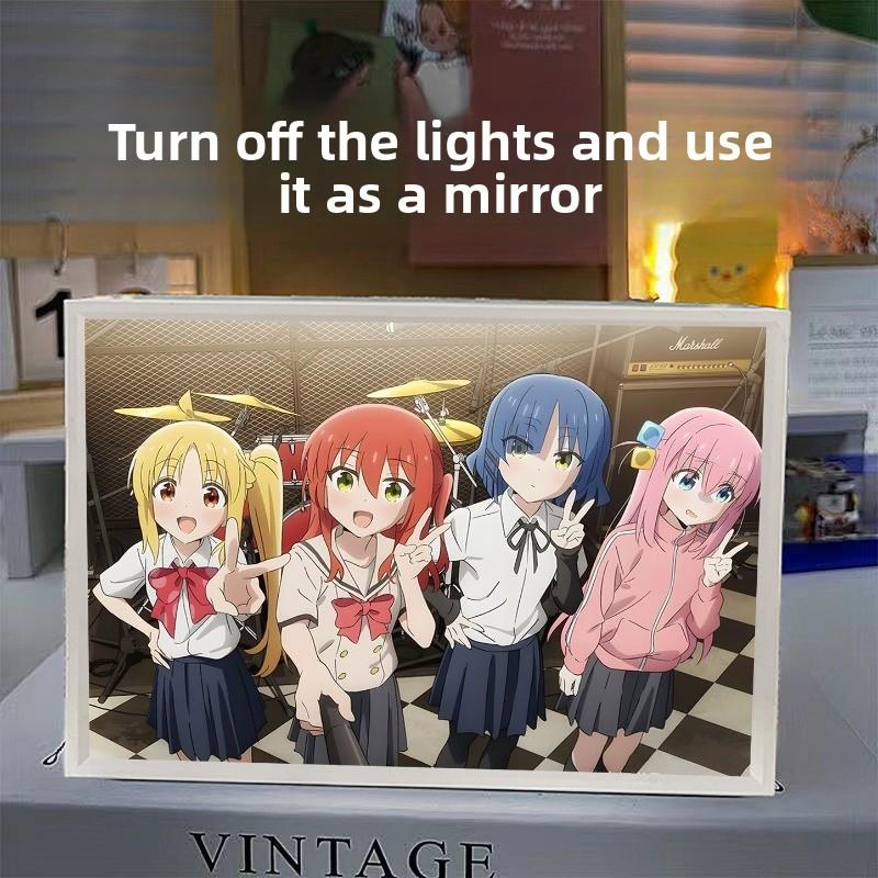 

21см/8.27дюйма Одинокий Рок Аниме Световая Картина Боки-соус Периферия Зеркало Лампа для Спальни Мультяшные Светящиеся Игрушки Коллекционные Поделки Plug in model white