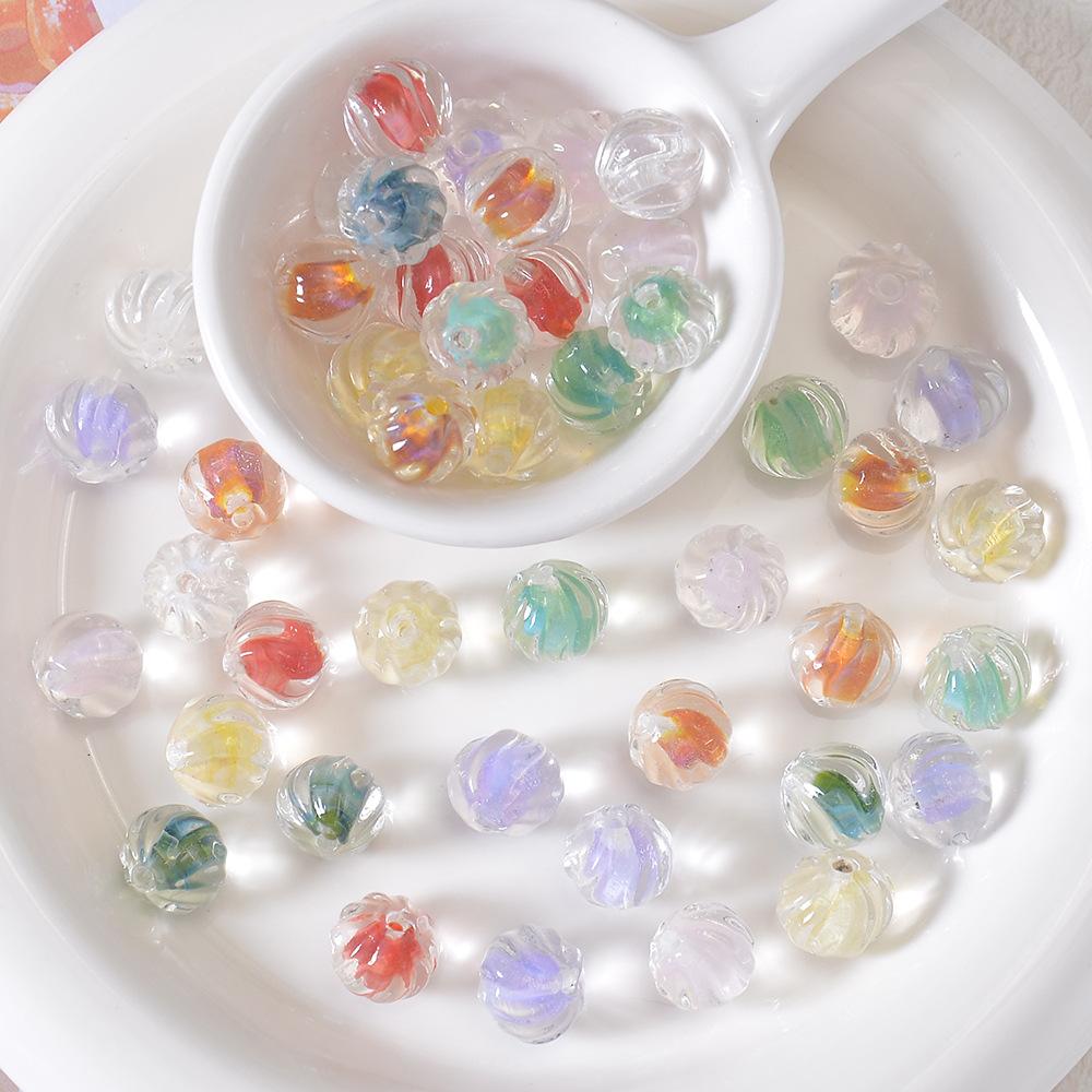 Yori 10Pcs/Bag Glass Watermelon Lantern Beads Handmade DIY Beaded Materials Bracelet Necklace Jewelry Gift Box
